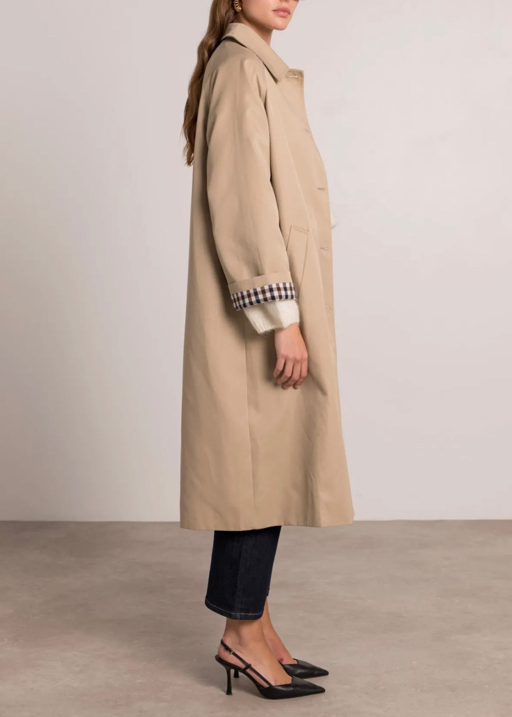 Trench long détails carreaux
