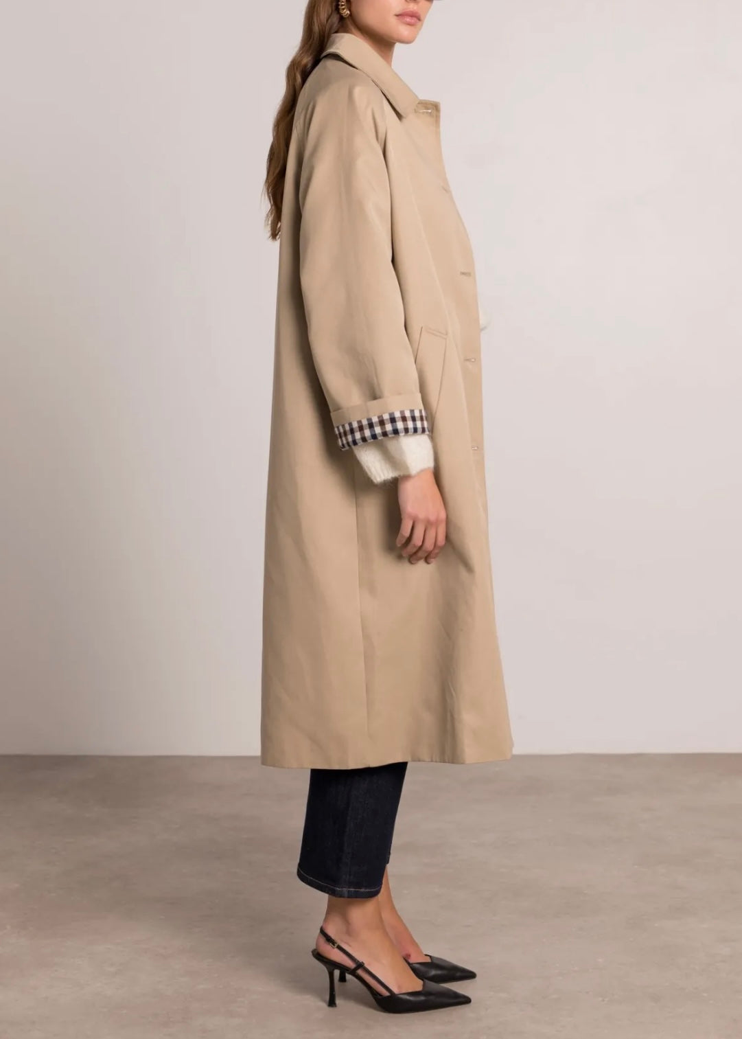 Trench long détails carreaux