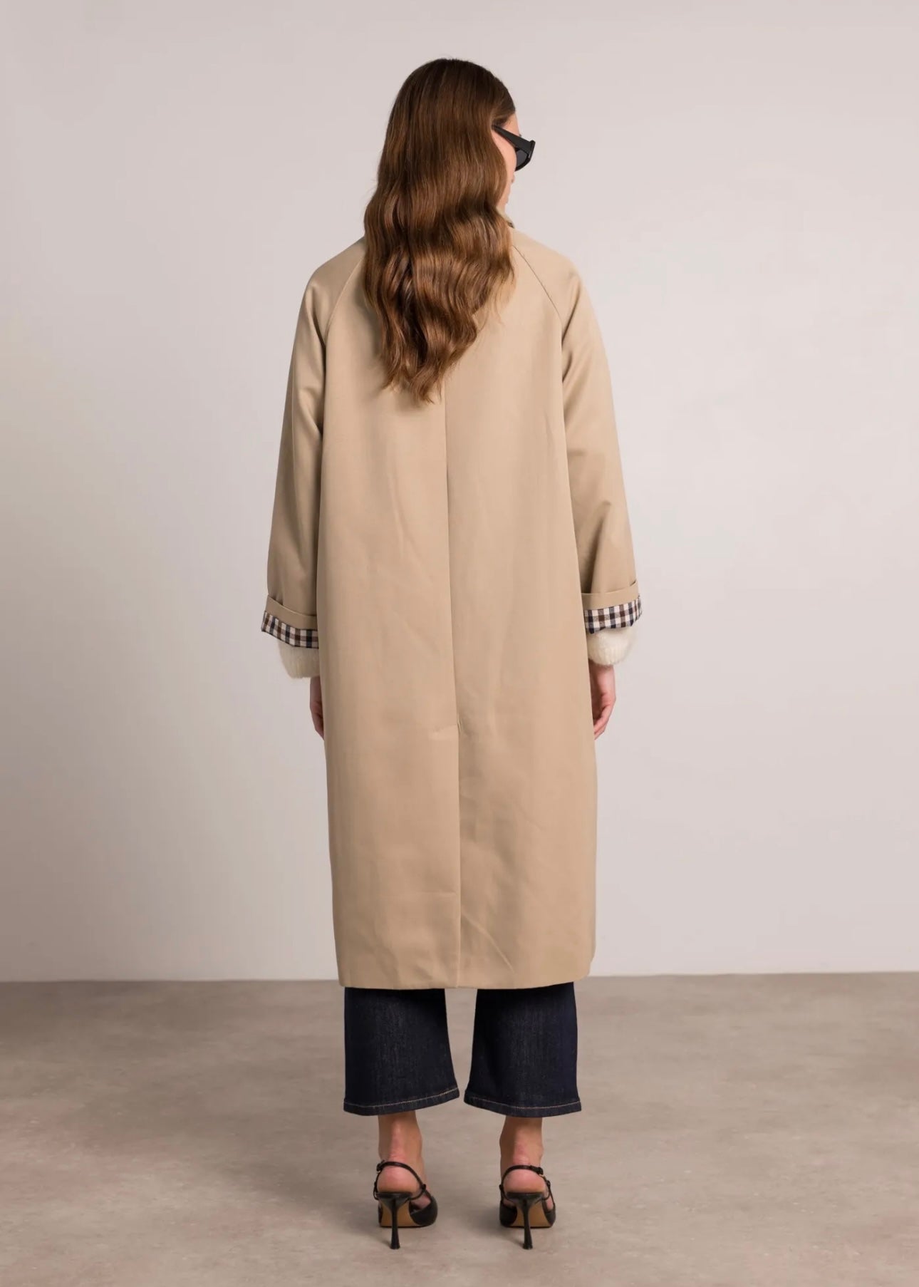 Trench long détails carreaux