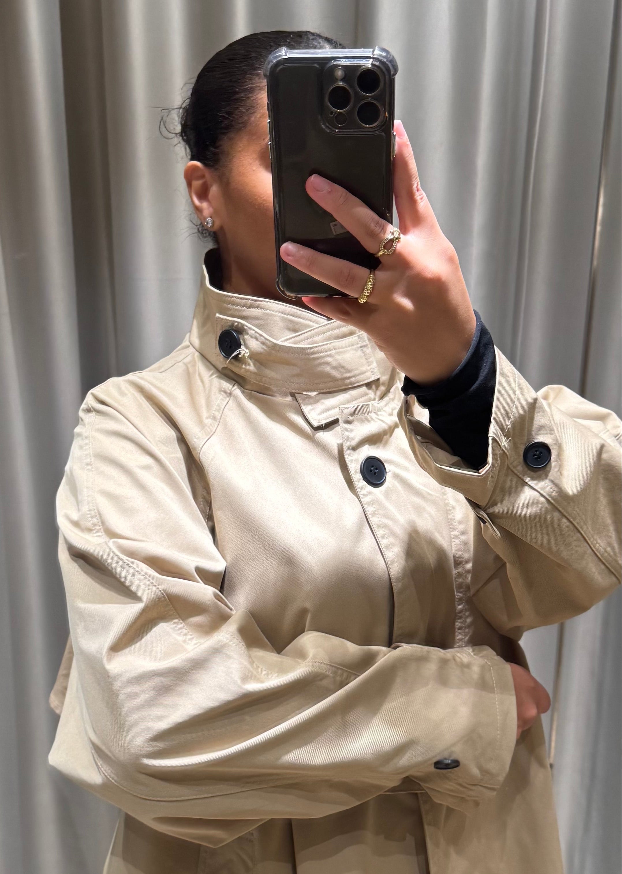 Trench long col montant