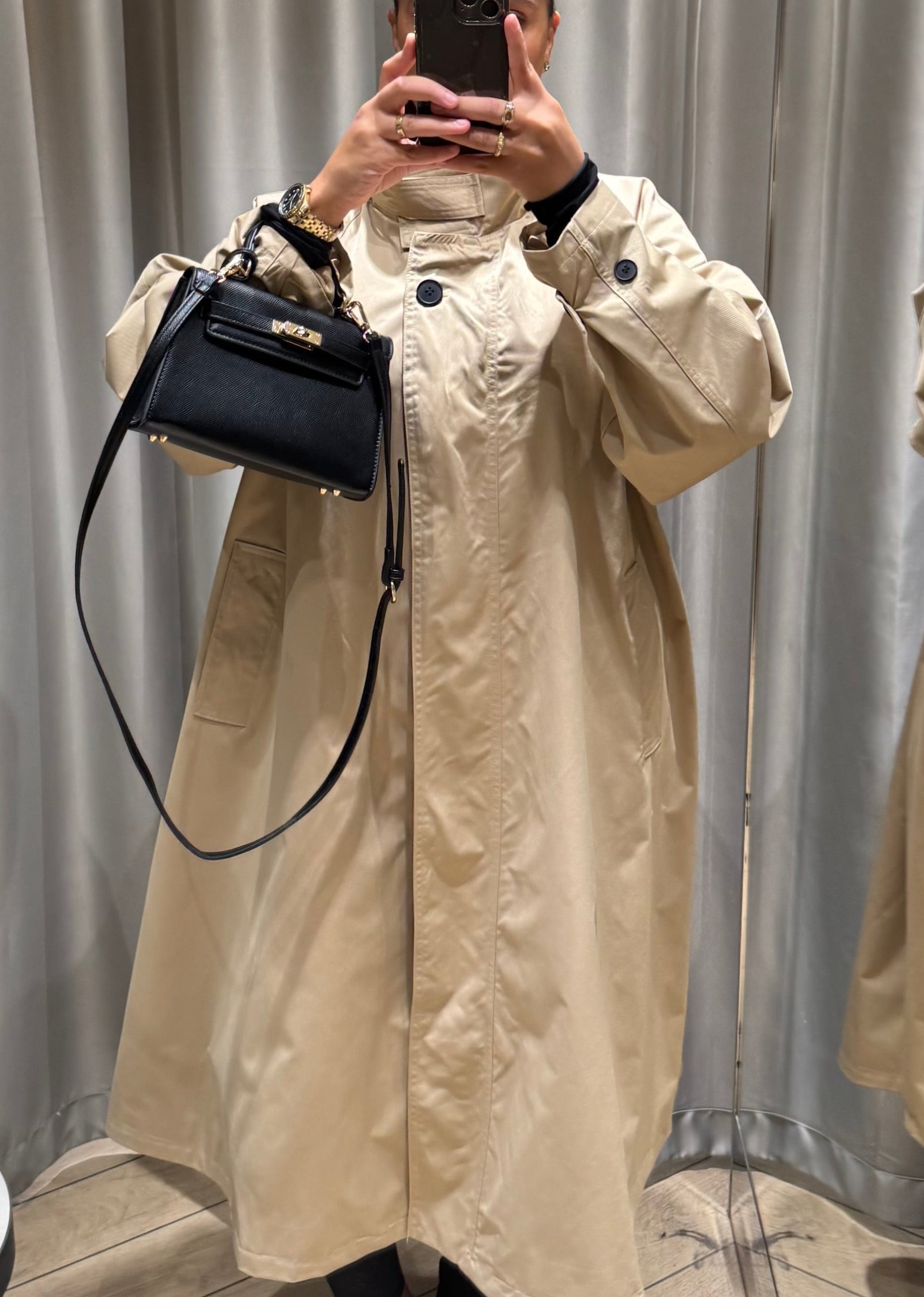 Trench long col montant