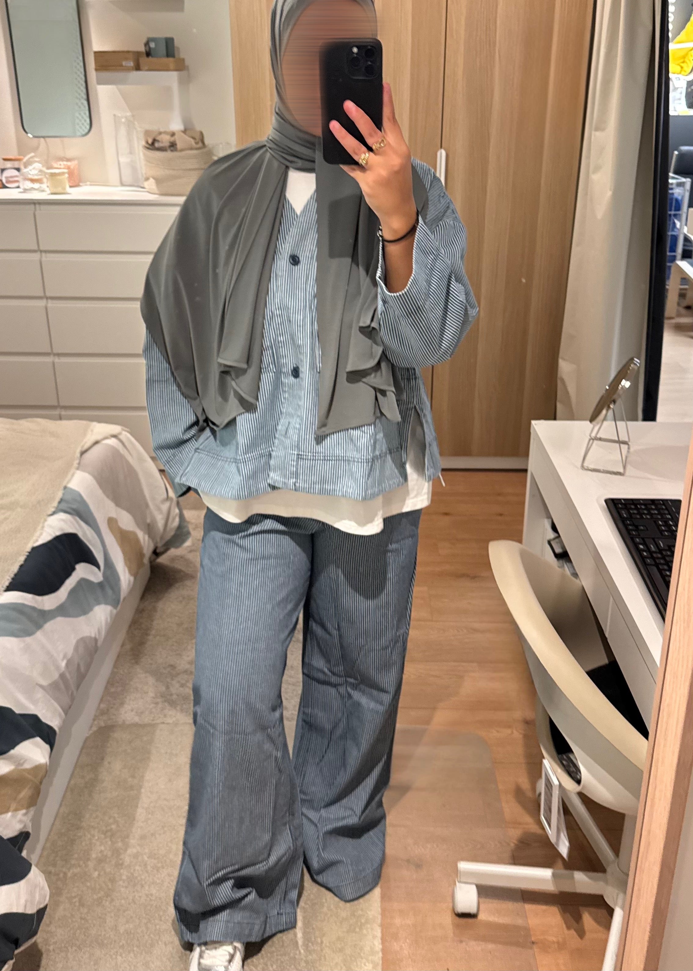 Ensemble ample à rayures bleues