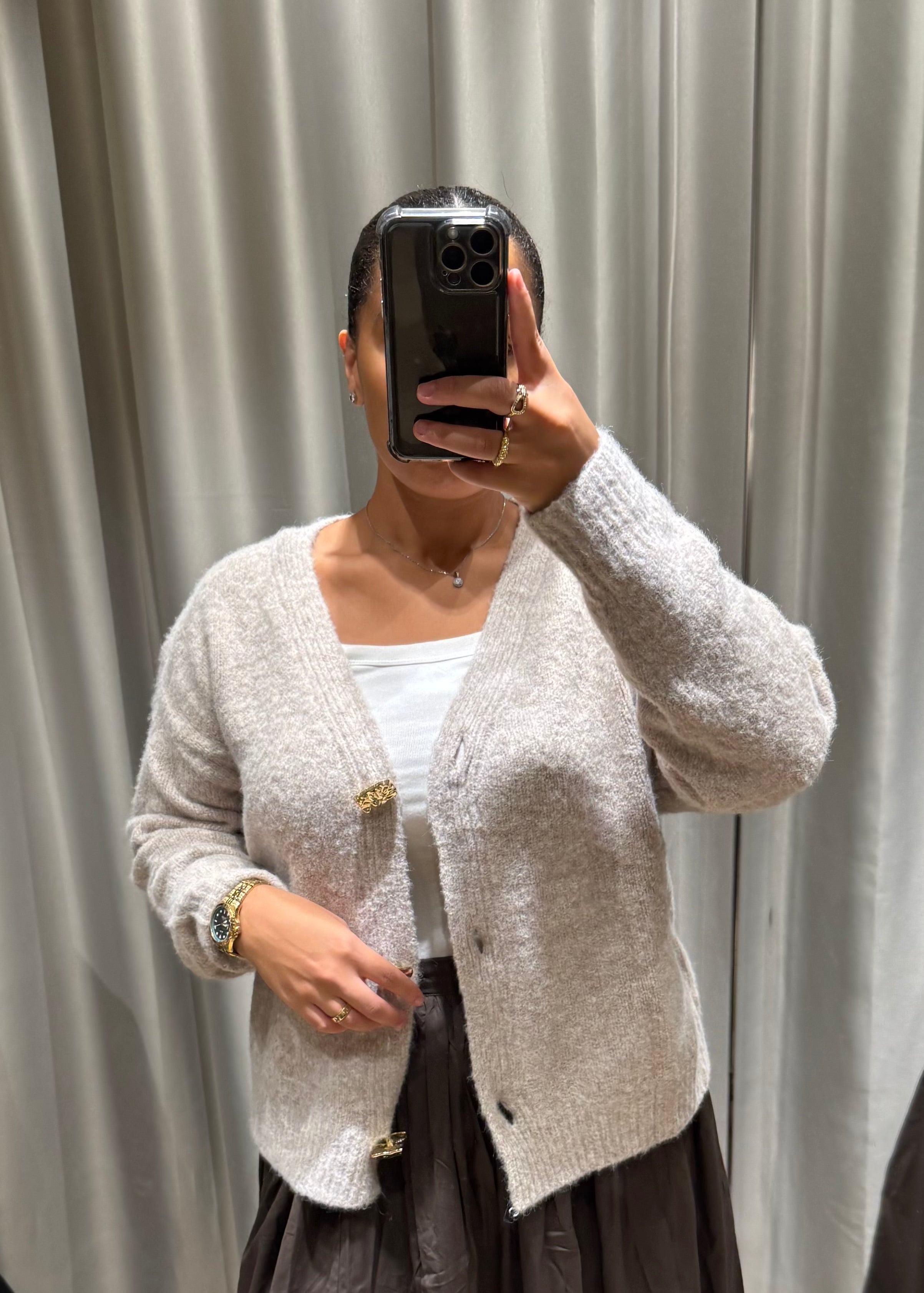 Cardigan détails dorés