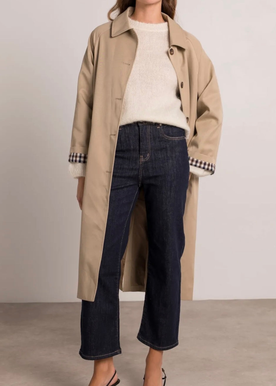 Trench long détails carreaux