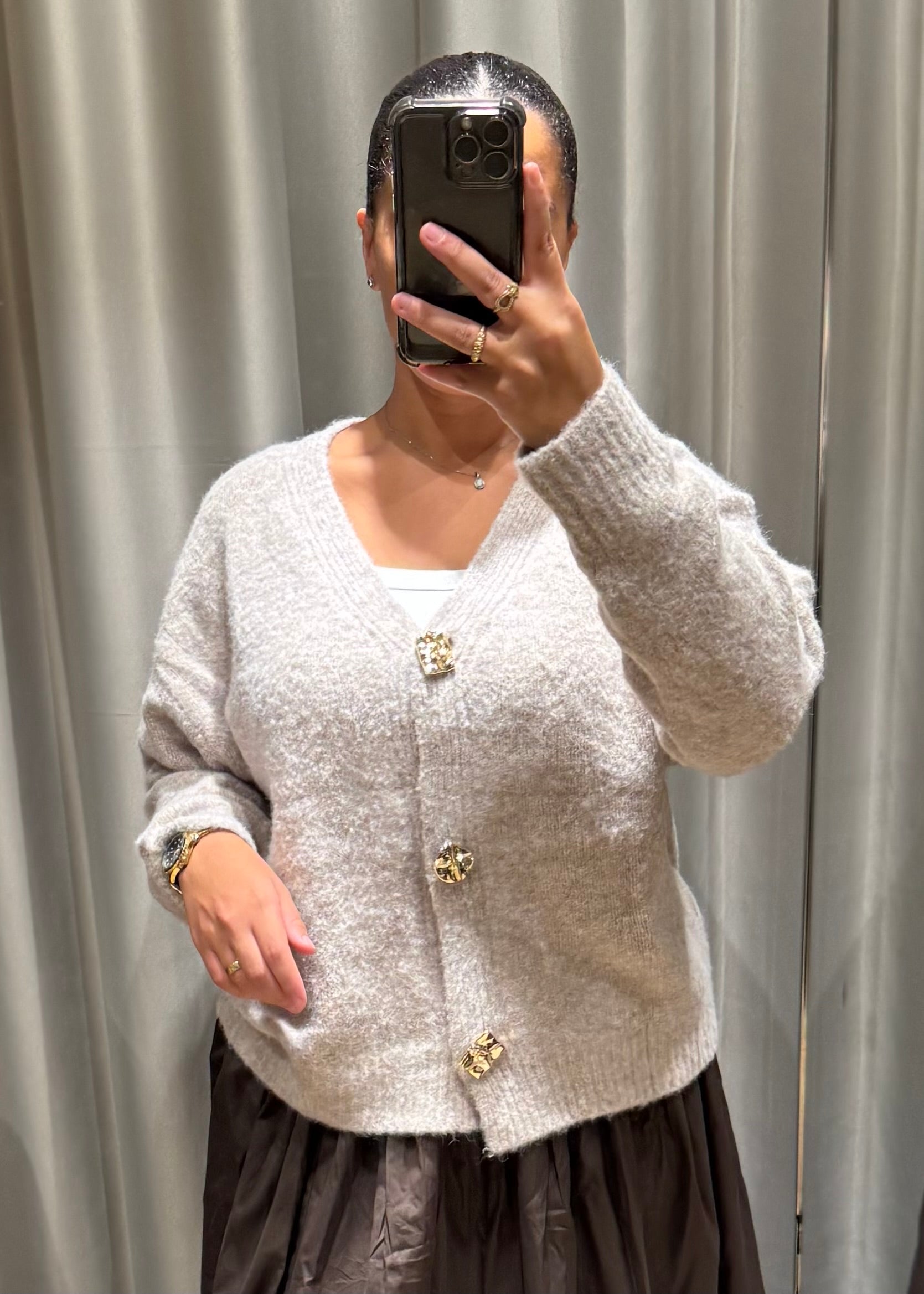Cardigan détails dorés