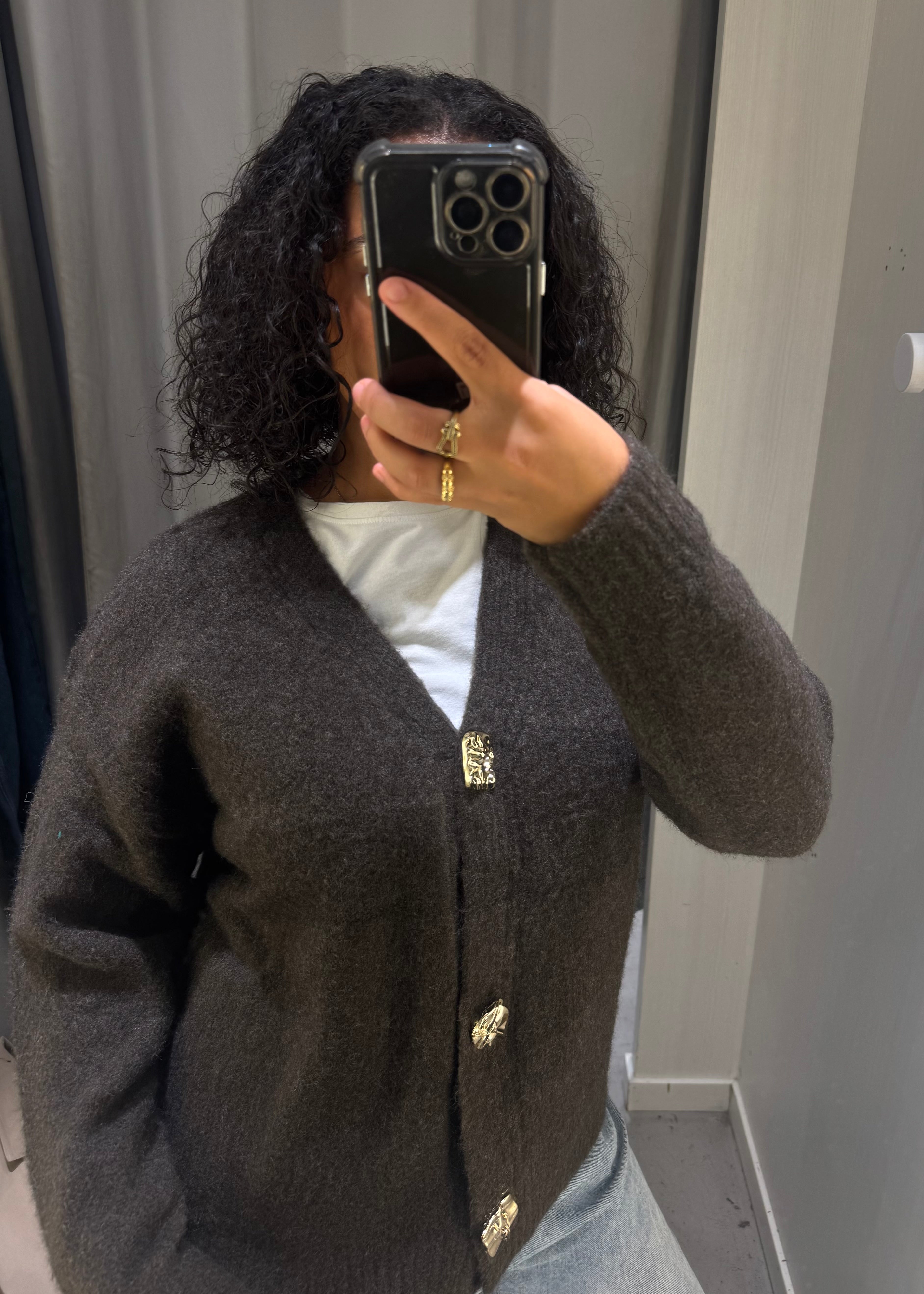 Cardigan détails dorés