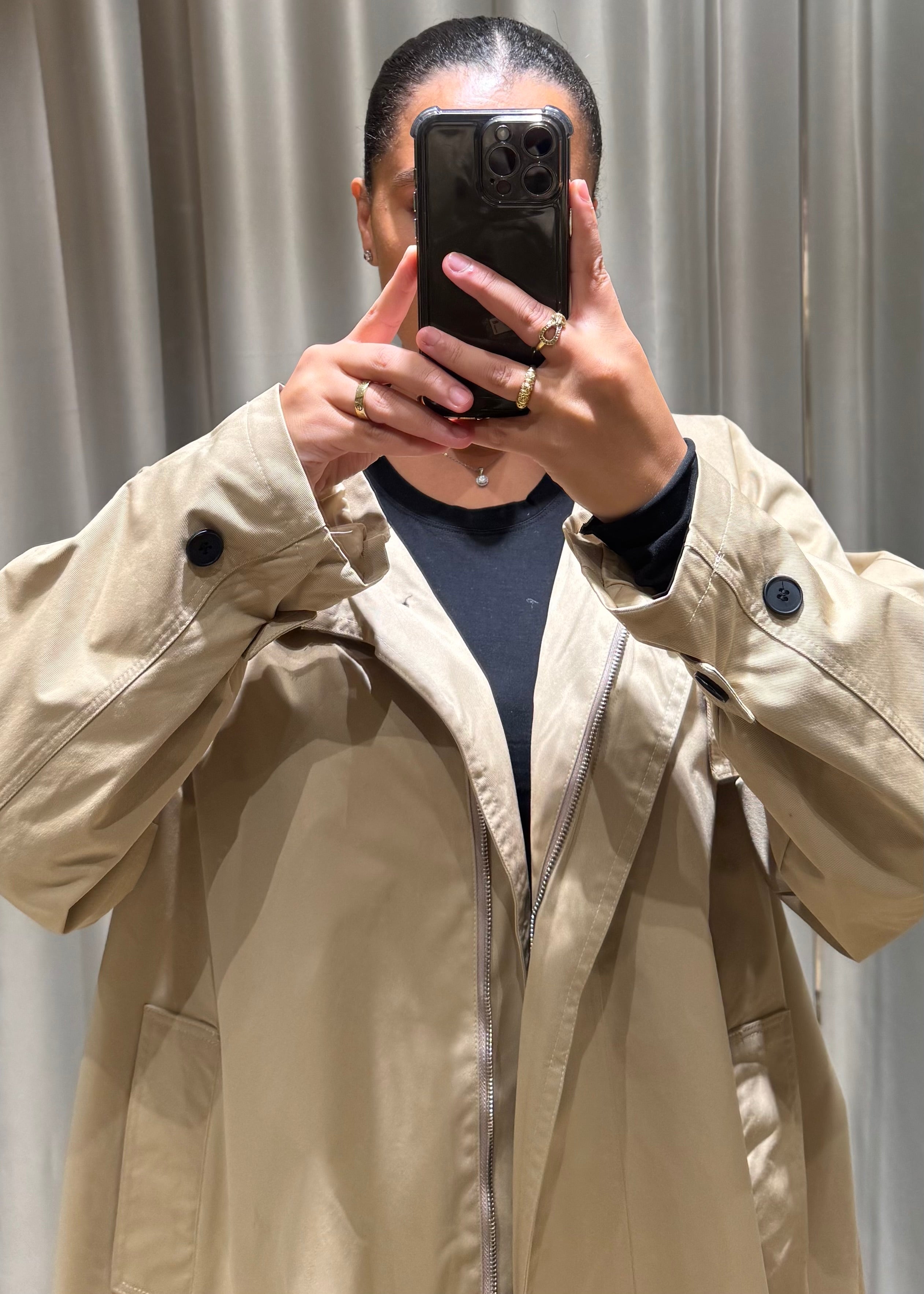 Trench long col montant